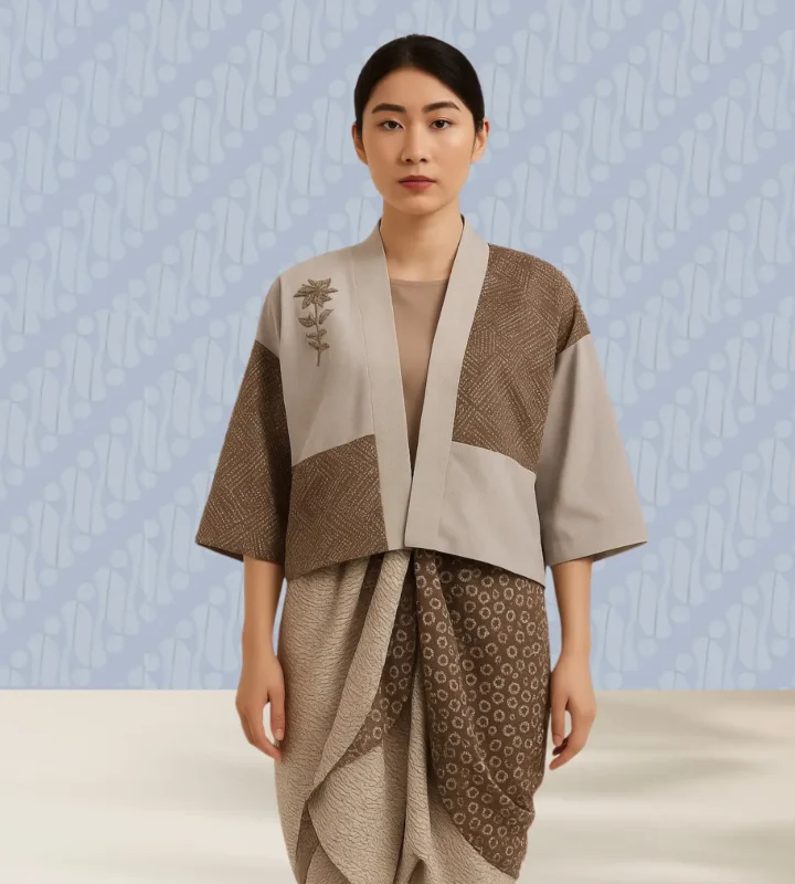Batik Outerwear and Pants Set