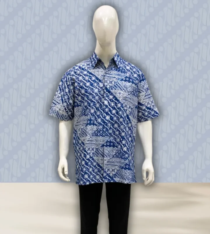 Men’s Indigo Natural-Dyed Cotton Batik Shirt