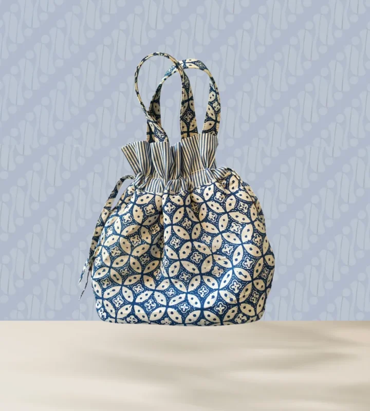 Batik Drawstring Bucket Bag