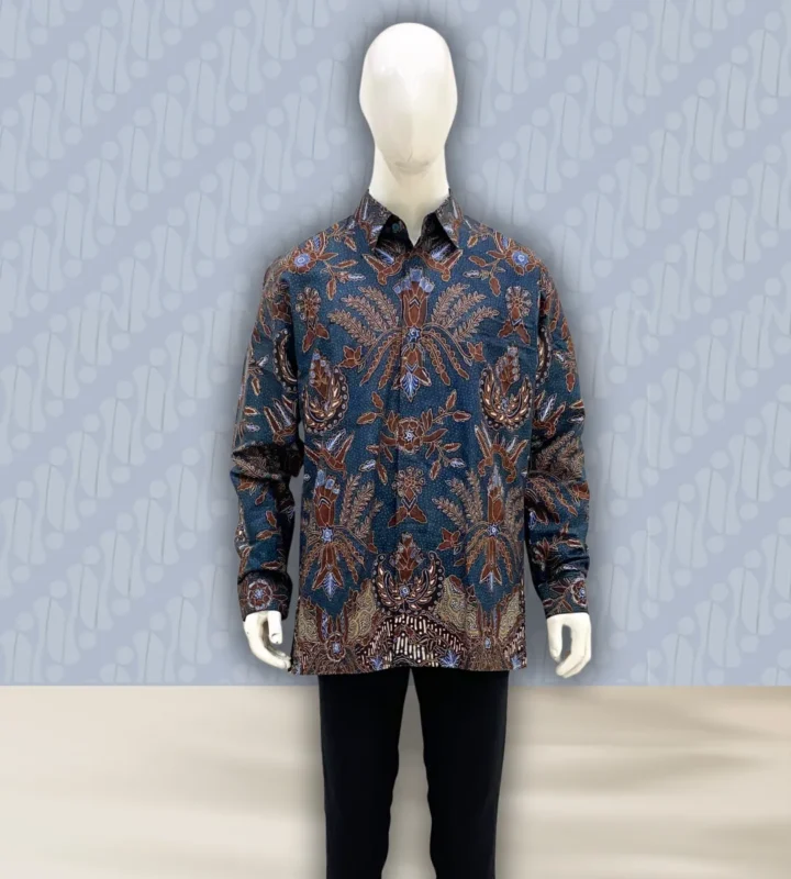 Men’s Natural-Dyed Long-Sleeve Cotton Batik Shirt