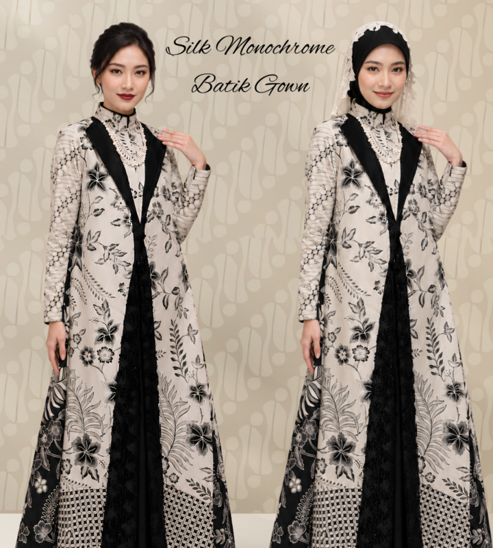 Silk Monochrome Batik Gown