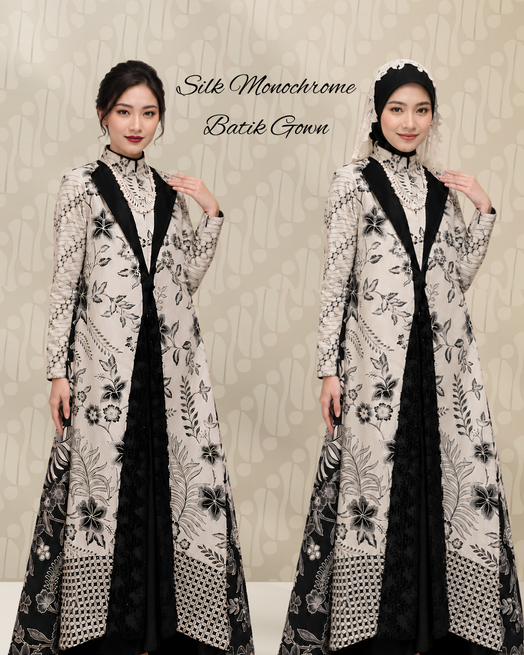 Silk Monochrome Batik Gown