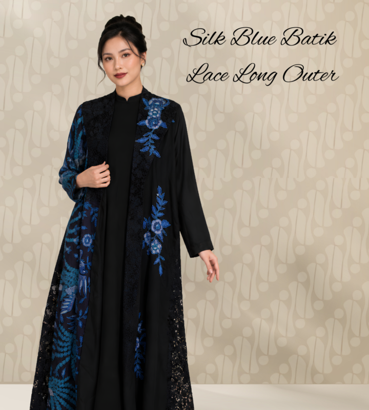 Silk Blue Batik Lace Long Outer