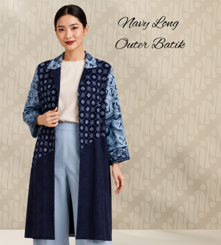Navy Long Outer Batik