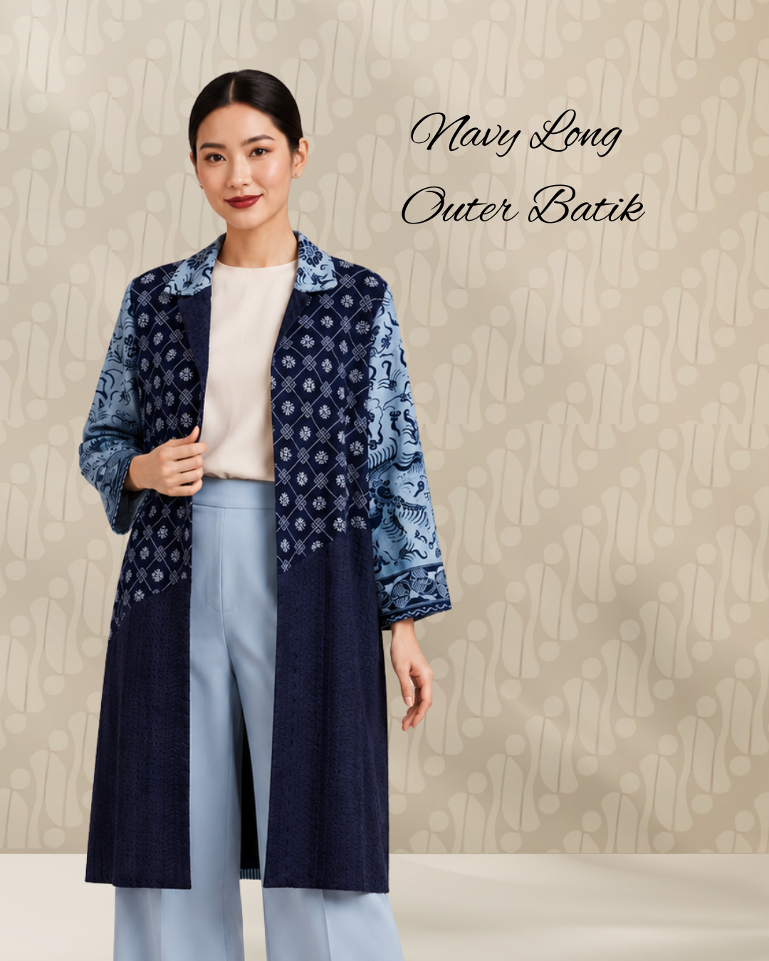 Navy Long Outer Batik