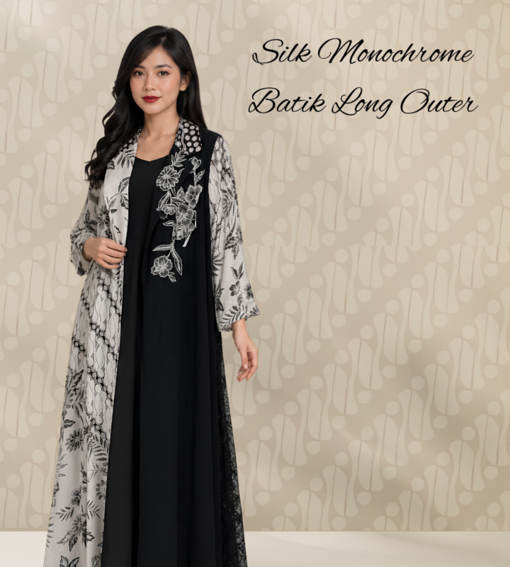 Silk Monochrome Batik Long Outer