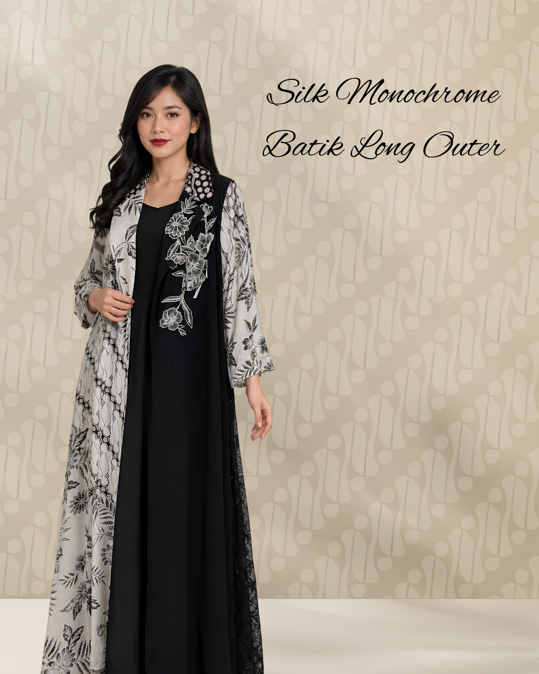 Silk Monochrome Batik Long Outer